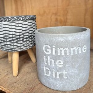 Gray Concrete Planter with Text (both included)